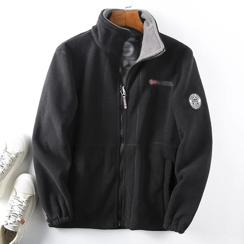 LAST DAY PROMOTION - 50%OFF🔥 Unisex Full Zip Stand Collar Reversible Fleece Coat