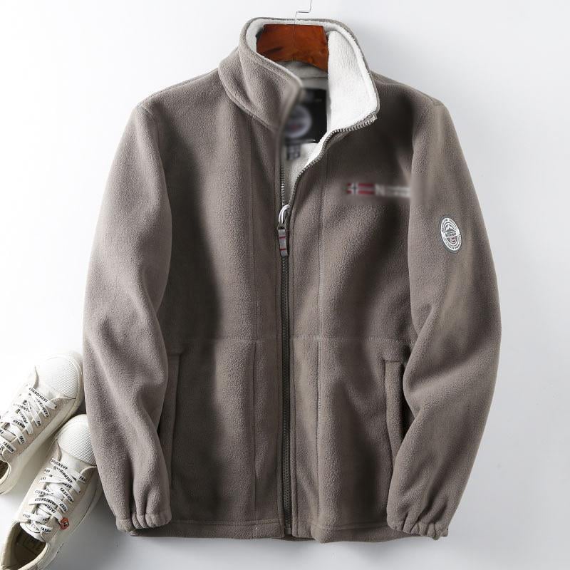 LAST DAY PROMOTION - 50%OFF🔥 Unisex Full Zip Stand Collar Reversible Fleece Coat