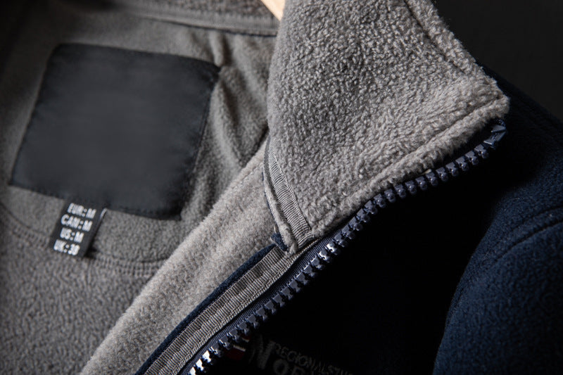 LAST DAY PROMOTION - 50%OFF🔥 Unisex Full Zip Stand Collar Reversible Fleece Coat
