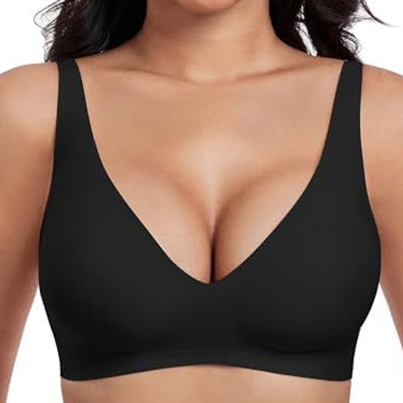 💕 💕Jelly Wireless Womens Comfortable Wireless Bras Push Up Bra Seamless Tshirts Bras Deep V Everyday Bras