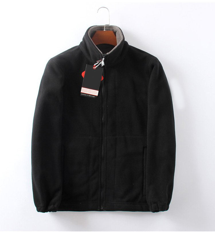 LAST DAY PROMOTION - 50%OFF🔥 Unisex Full Zip Stand Collar Reversible Fleece Coat