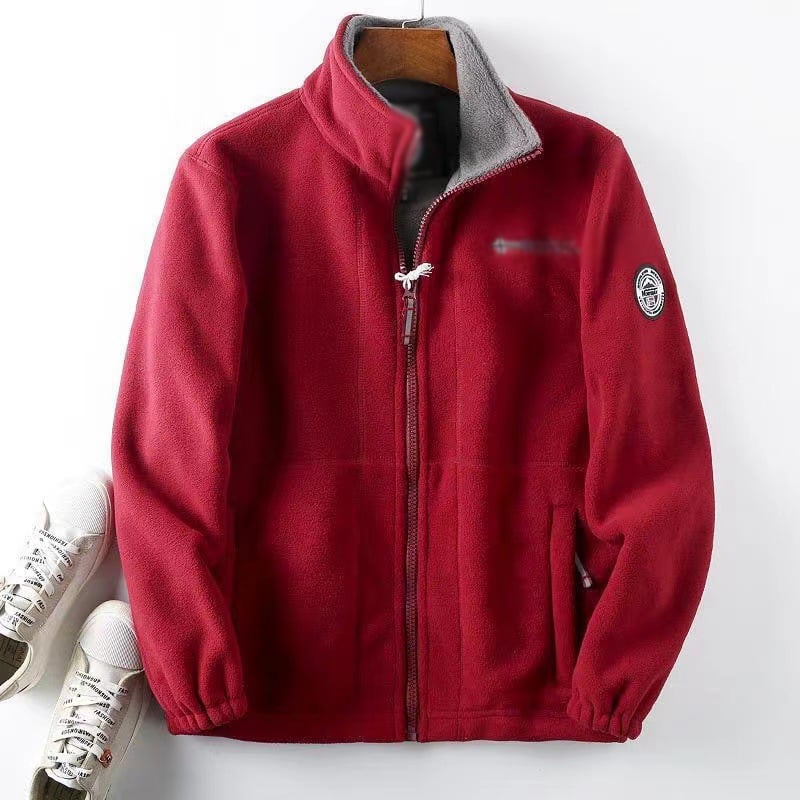 LAST DAY PROMOTION - 50%OFF🔥 Unisex Full Zip Stand Collar Reversible Fleece Coat