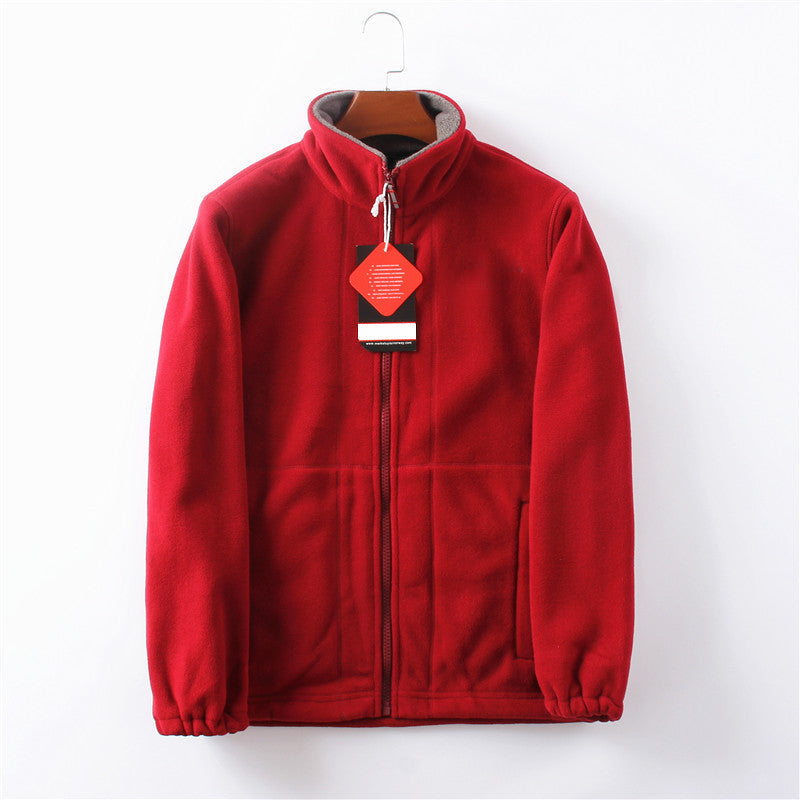 LAST DAY PROMOTION - 50%OFF🔥 Unisex Full Zip Stand Collar Reversible Fleece Coat