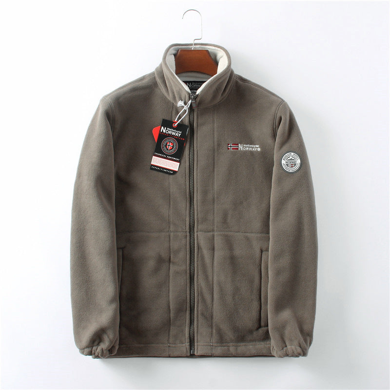 LAST DAY PROMOTION - 50%OFF🔥 Unisex Full Zip Stand Collar Reversible Fleece Coat