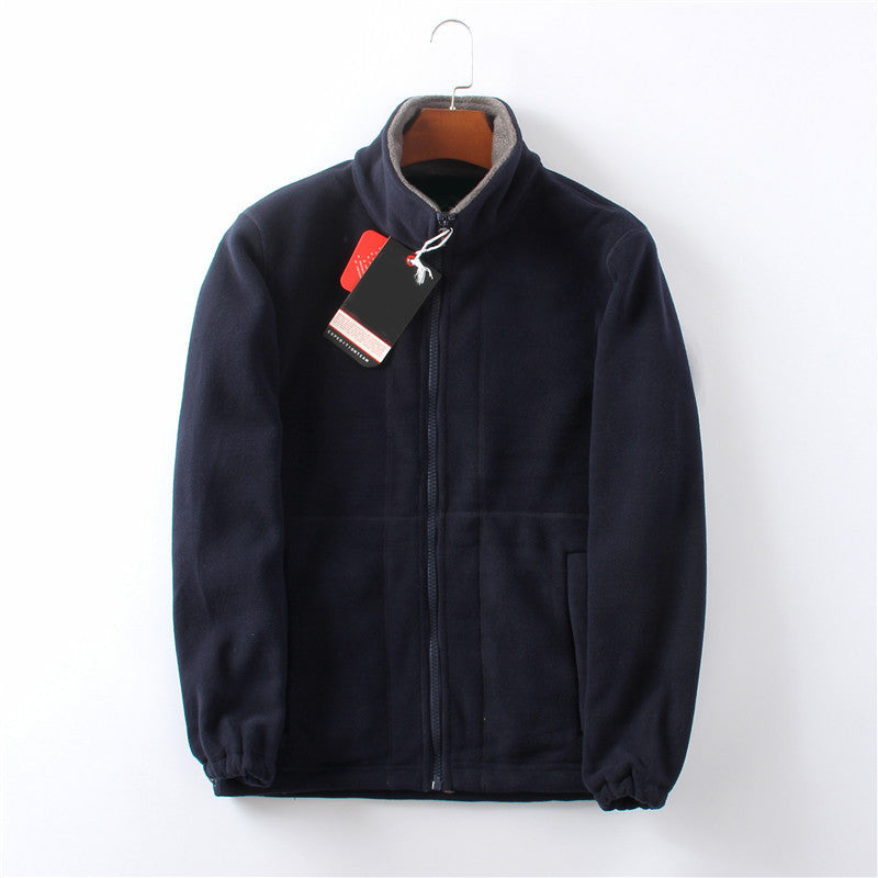 LAST DAY PROMOTION - 50%OFF🔥 Unisex Full Zip Stand Collar Reversible Fleece Coat