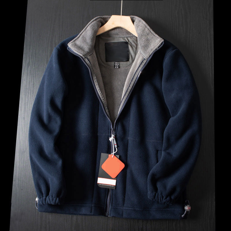 LAST DAY PROMOTION - 50%OFF🔥 Unisex Full Zip Stand Collar Reversible Fleece Coat