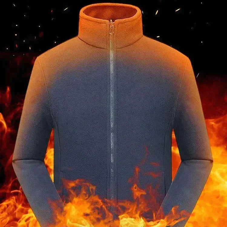 LAST DAY PROMOTION - 50%OFF🔥 Unisex Full Zip Stand Collar Reversible Fleece Coat
