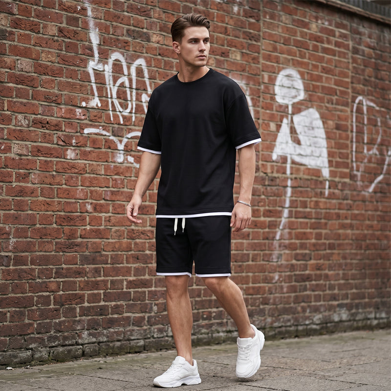 🎉 LIMITED TIME 66% OFF! 👕 Men's Waffle Knit T-Shirt & Shorts Set – Cooling Sensation Fabric & Relaxed Fit Design 💙
